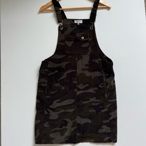 Jolt Camo Green and Black Corduroy Jumper Dress Size Medium